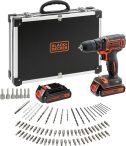 BLACK+DECKER BDCDC18BAFC - QW Accuboormachine kit - 18V - 80 accessoires - incl. 2 accu's en lader